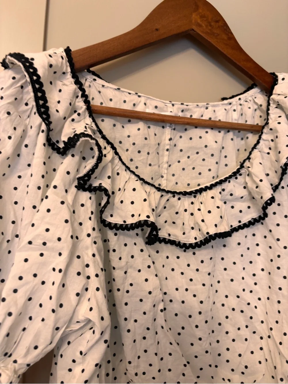 Reformation White Polka Dot Ruffle Tie-Front Blouse